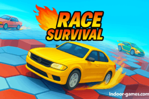Survival Race, Race Survival Arena King, car game free, browser battle‑royale, collapsing hexagon arena, jump gaps, collect coins, unlock cars, unblocked car game, free no download needed, HTML5 racing game, kids safe multiplayer car game, auto‑drive car race, hexagon collapse platform, reflex racing kids, no-install car game